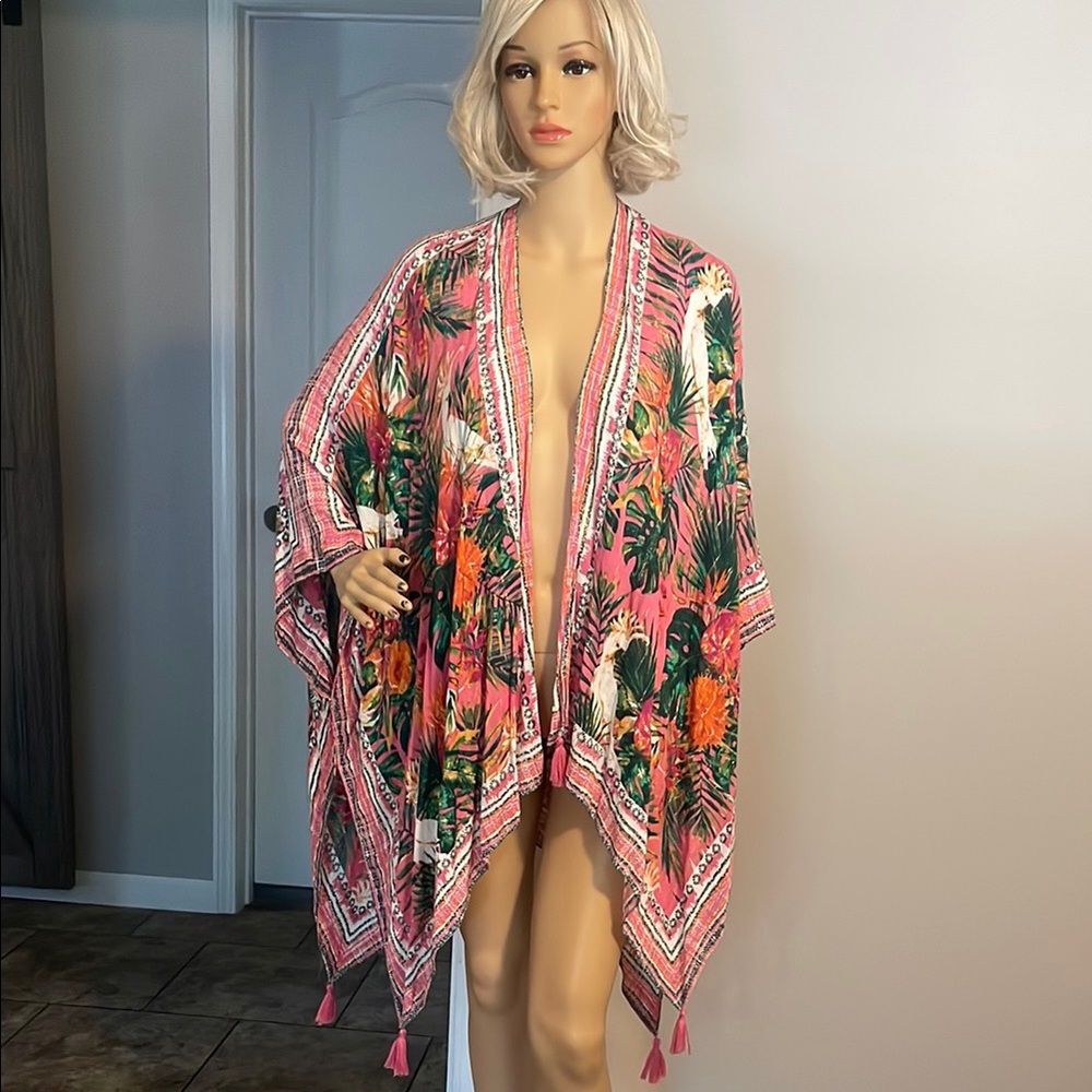 Nine West Tropical Pink Kimono Cover-Up